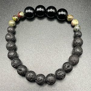 Dragon Blood Jasper x Lava Stone x Onyx Bracelet
